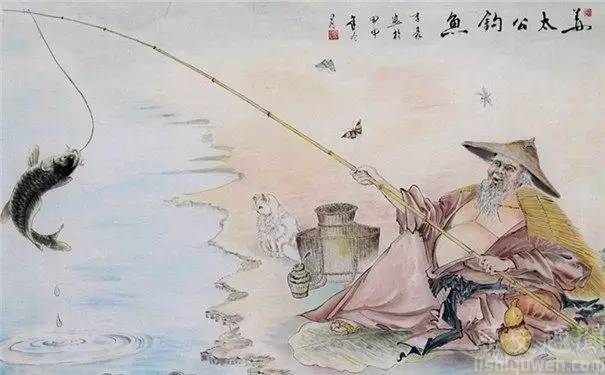 姜太公钓机缘，抛线钓胆，独中水面浮生梦