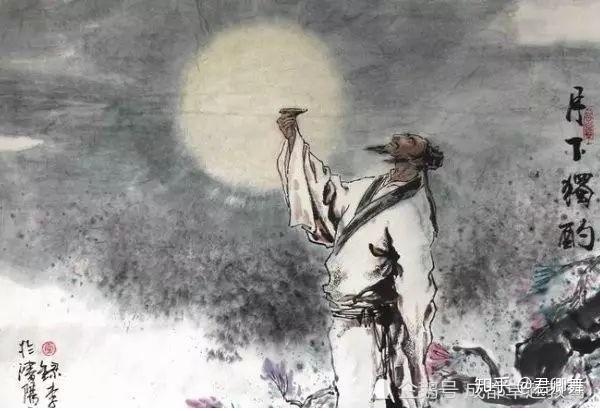李白月下独酌，酒中胆光闪耀