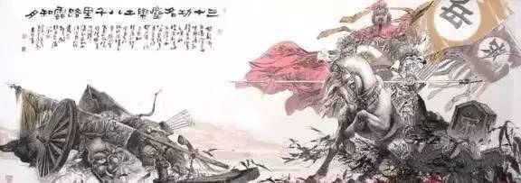 岳飞风中点兵，独胆英雄，旗帜飘扬